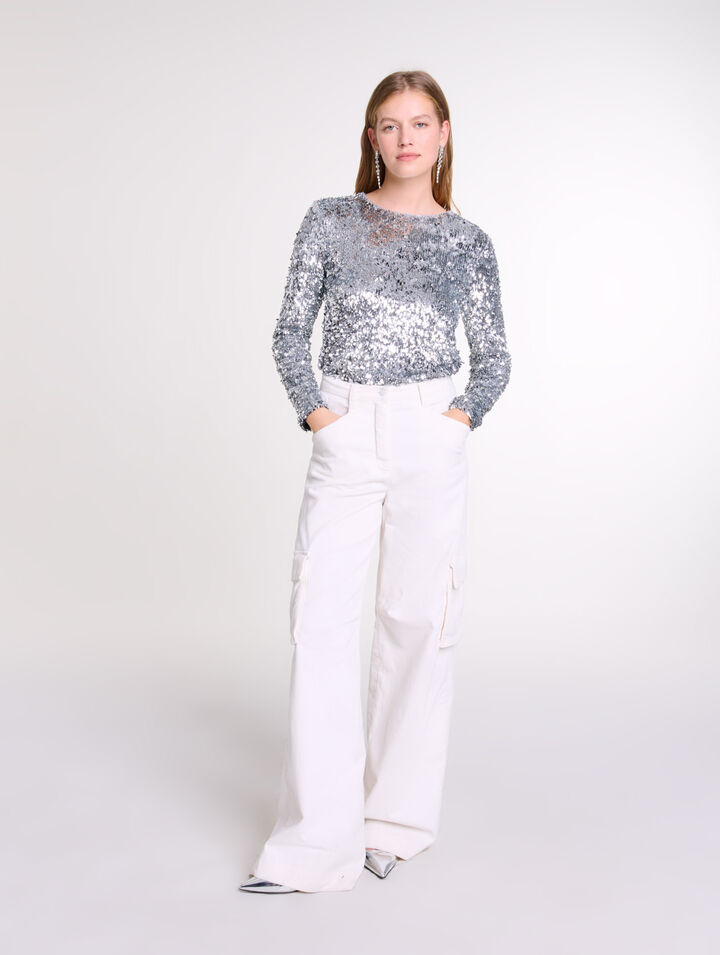 Top manches longues en sequins 