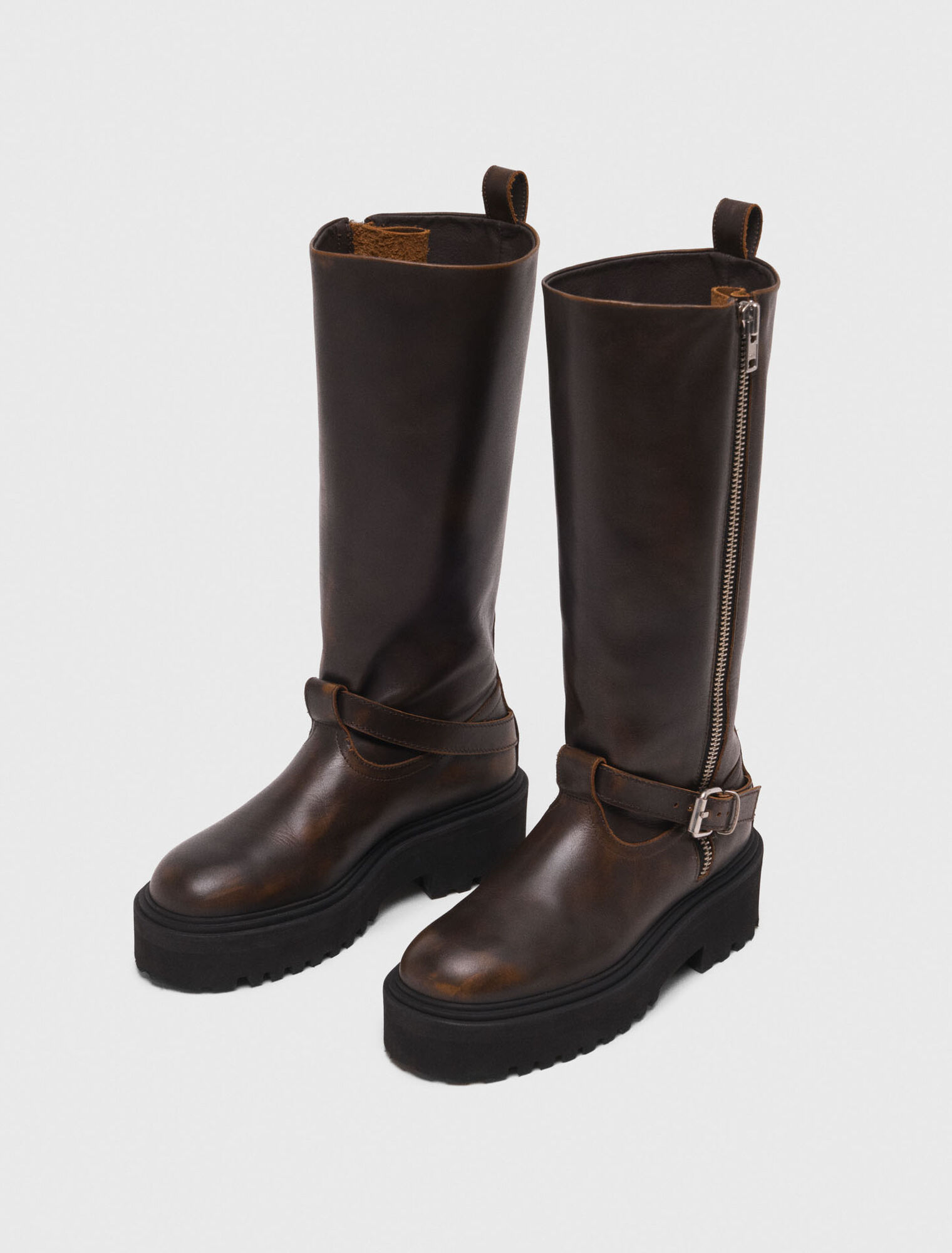 Bottes biker en cuir