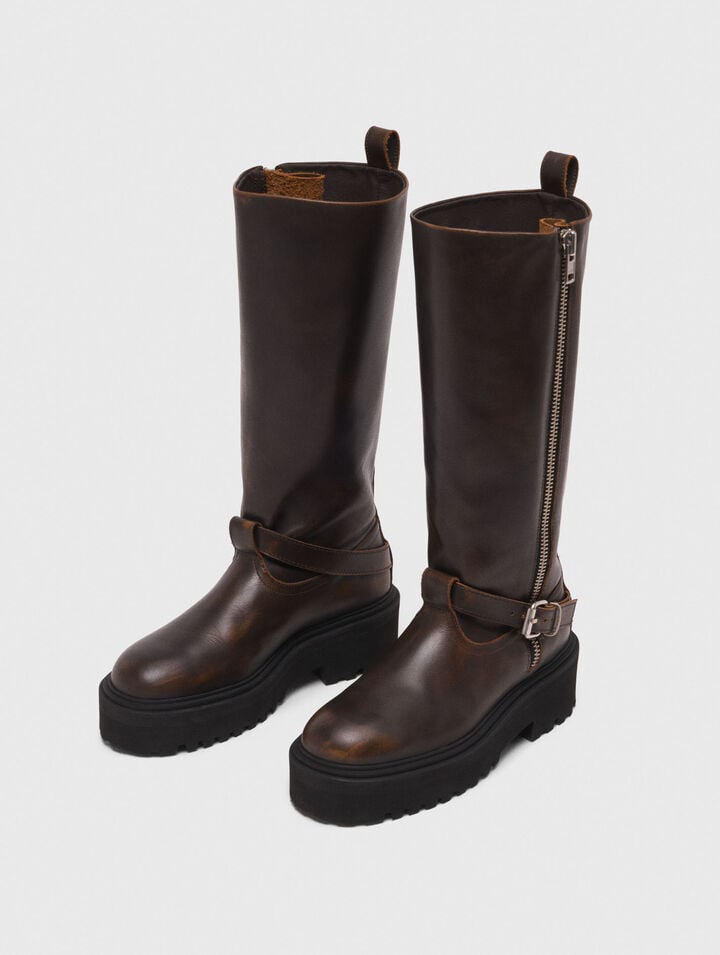 Bottes biker en cuir
