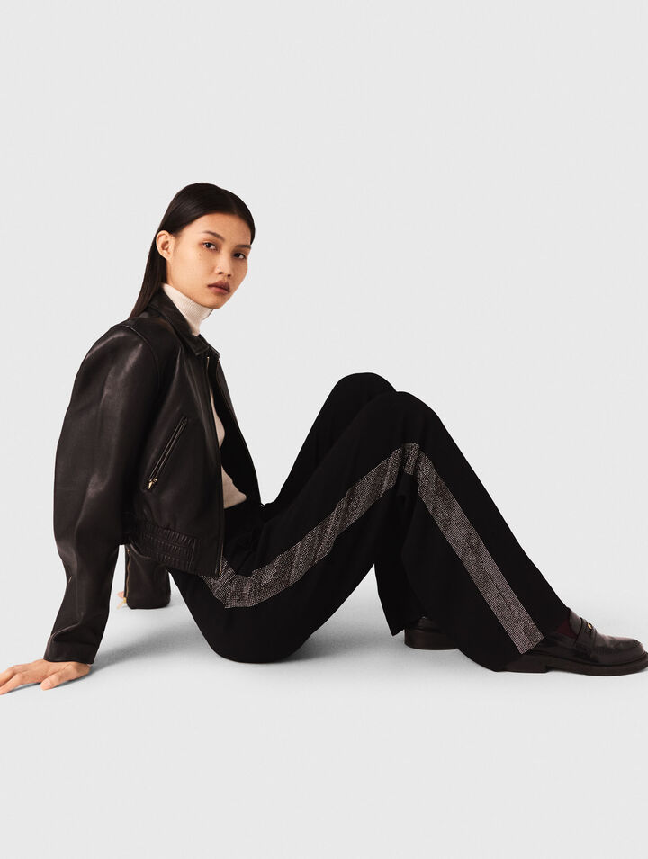 Pantalon avec bande strassée