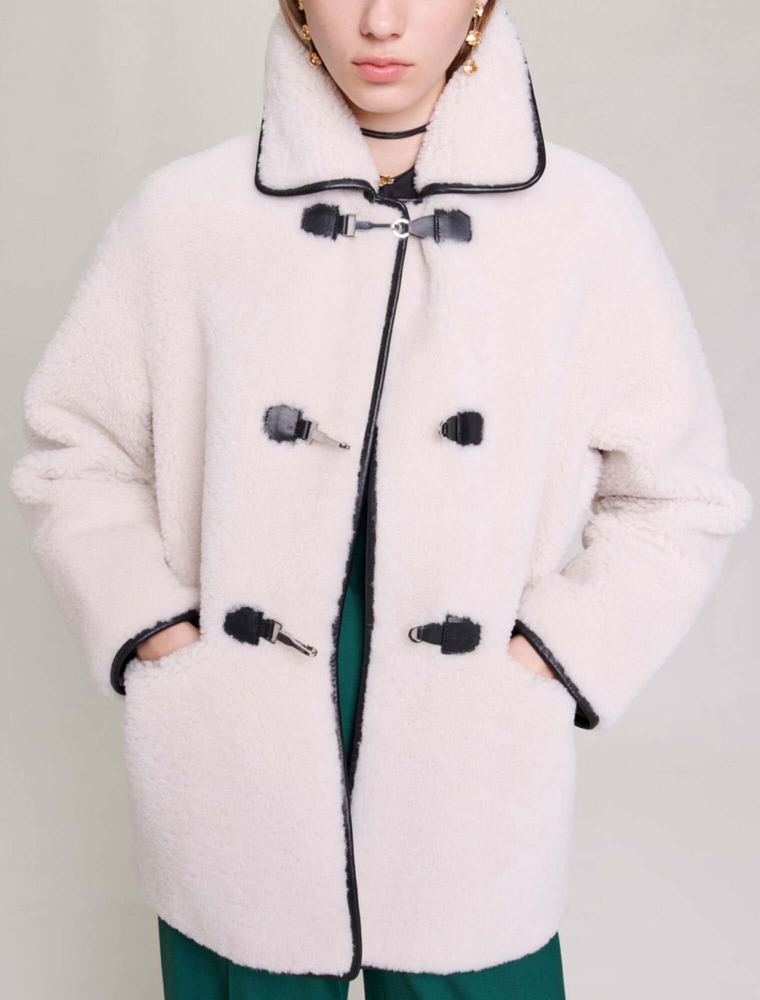 Manteau mi-long shearling
