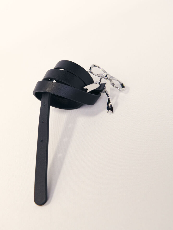 Ceinture noeud fine en cuir