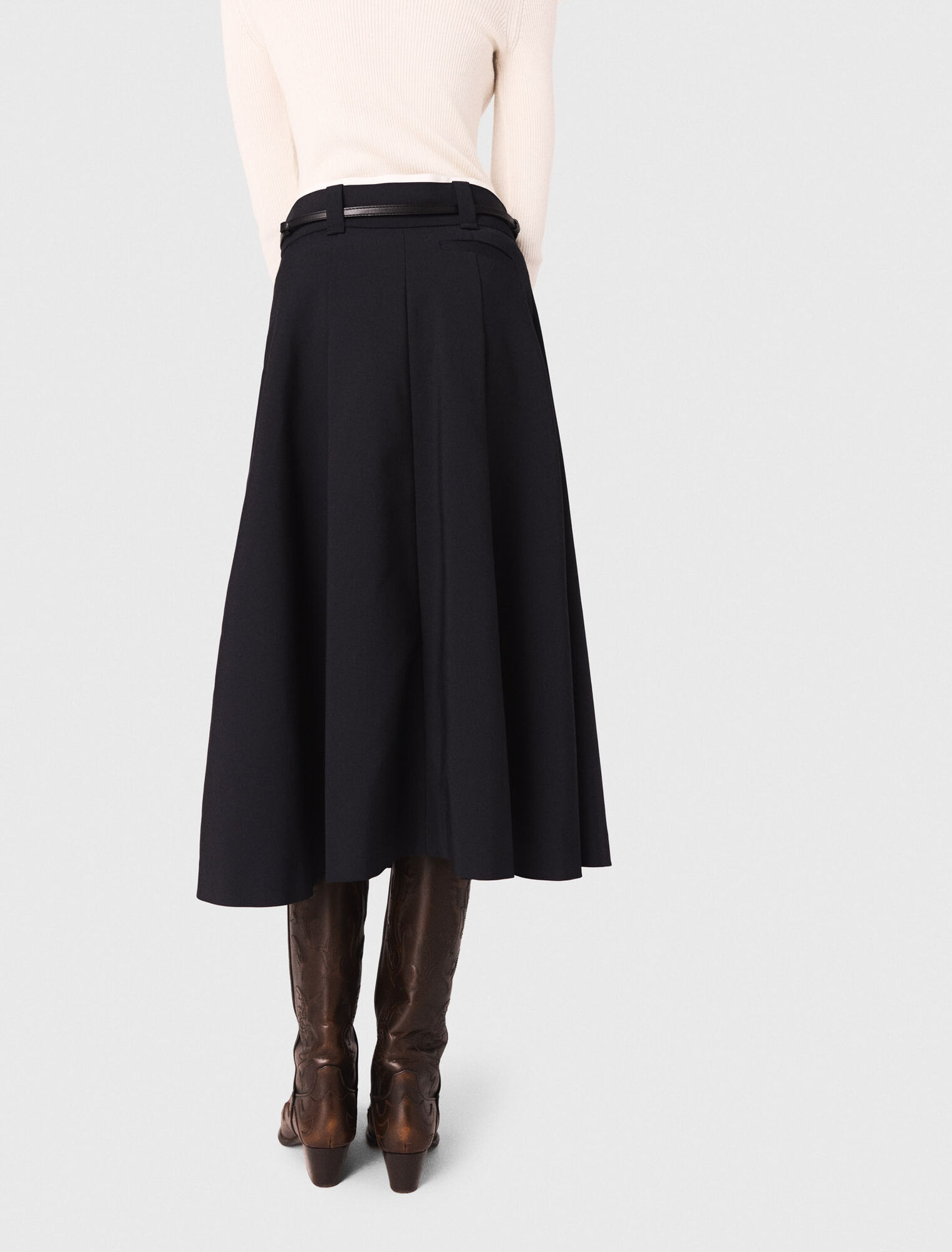 Jupe longue en coton avec ceinture 