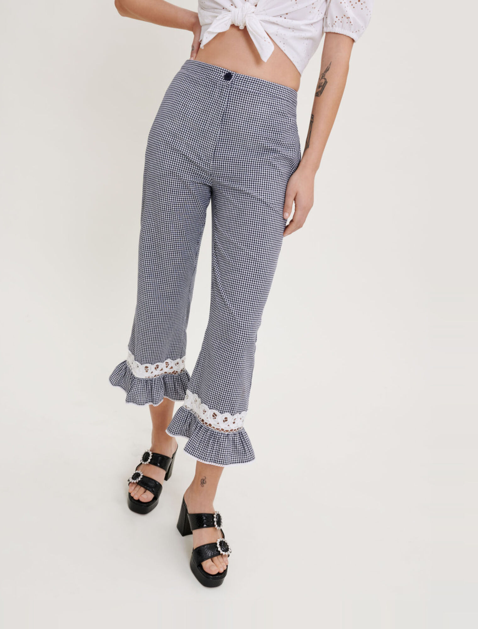 Pantalon en Vichy et dentelles
