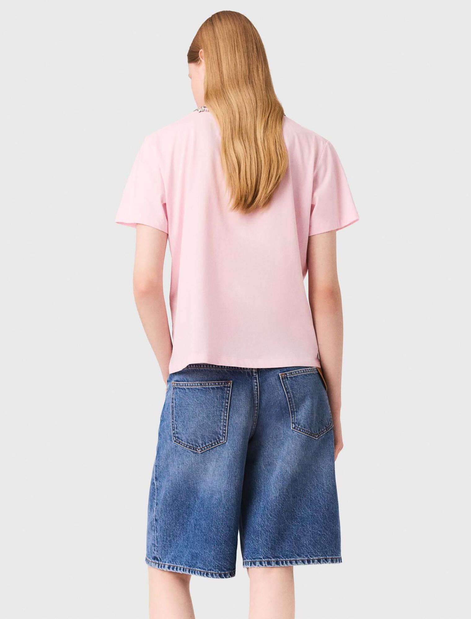 Tee-shirt manches courtes col bijou