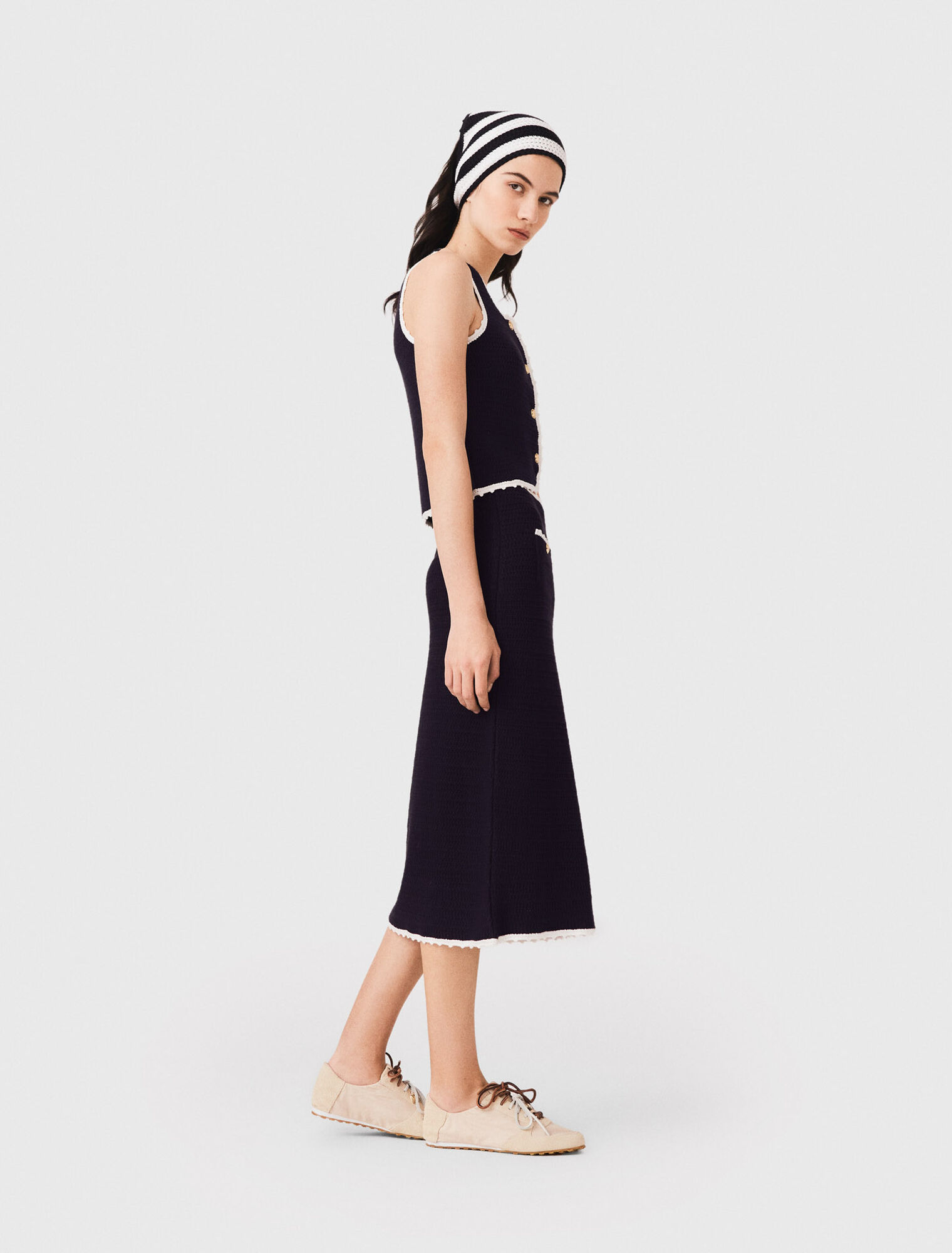 Jupe midi avec finitions en crochet