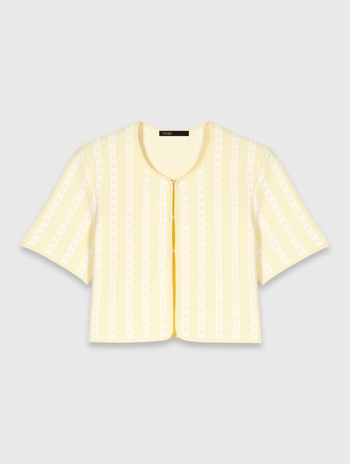 Cardigan court en maille jacquard