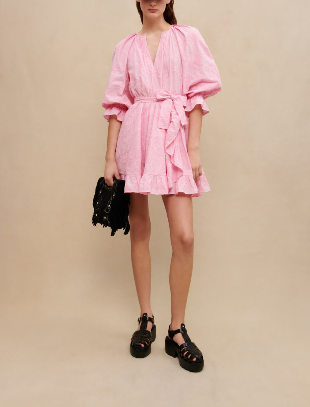 Robe maje rose pale cheap