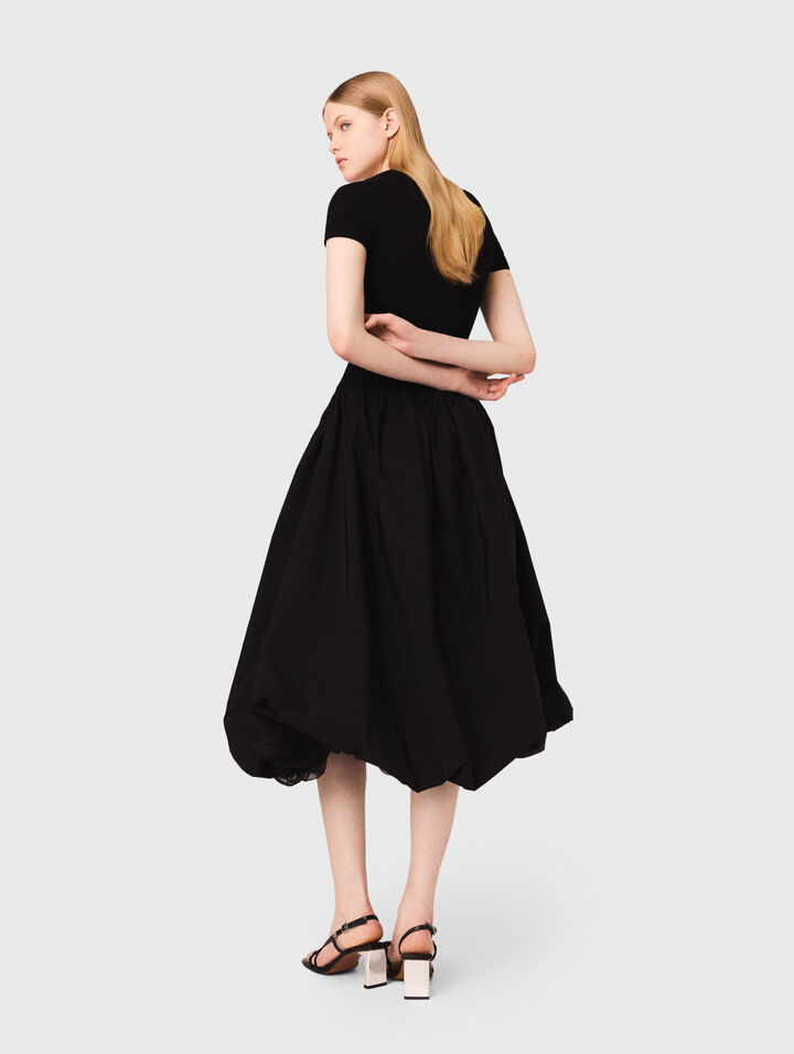 Robe longue en maille et taffetas