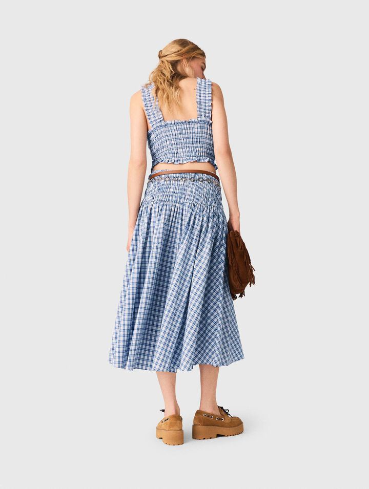 Top smock&eacute; en coton strass&eacute;