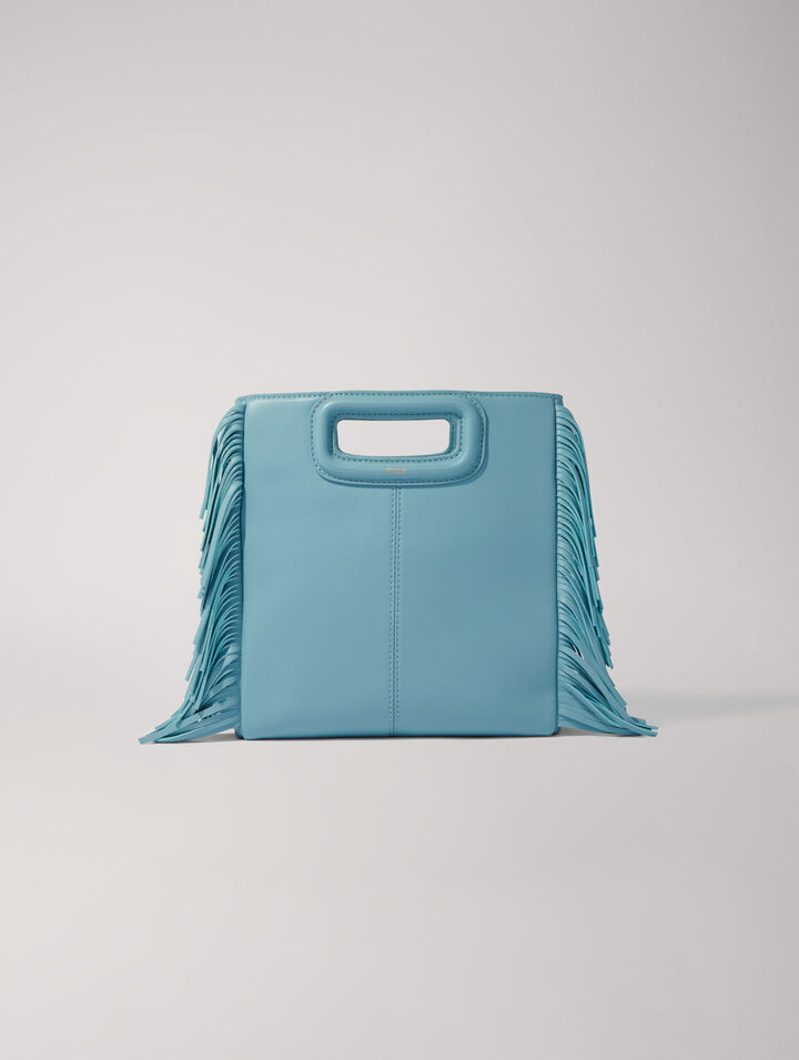 Smooth leather M bag with fringing