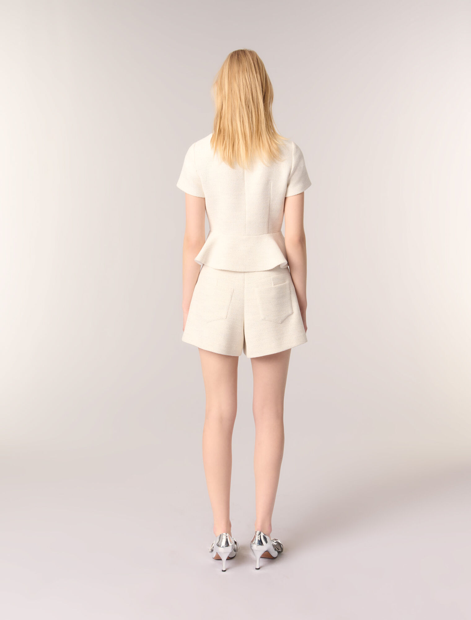 Top peplum en tweed et lurex