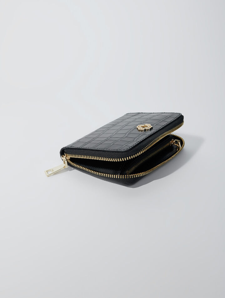 Portefeuille en cuir effet croco