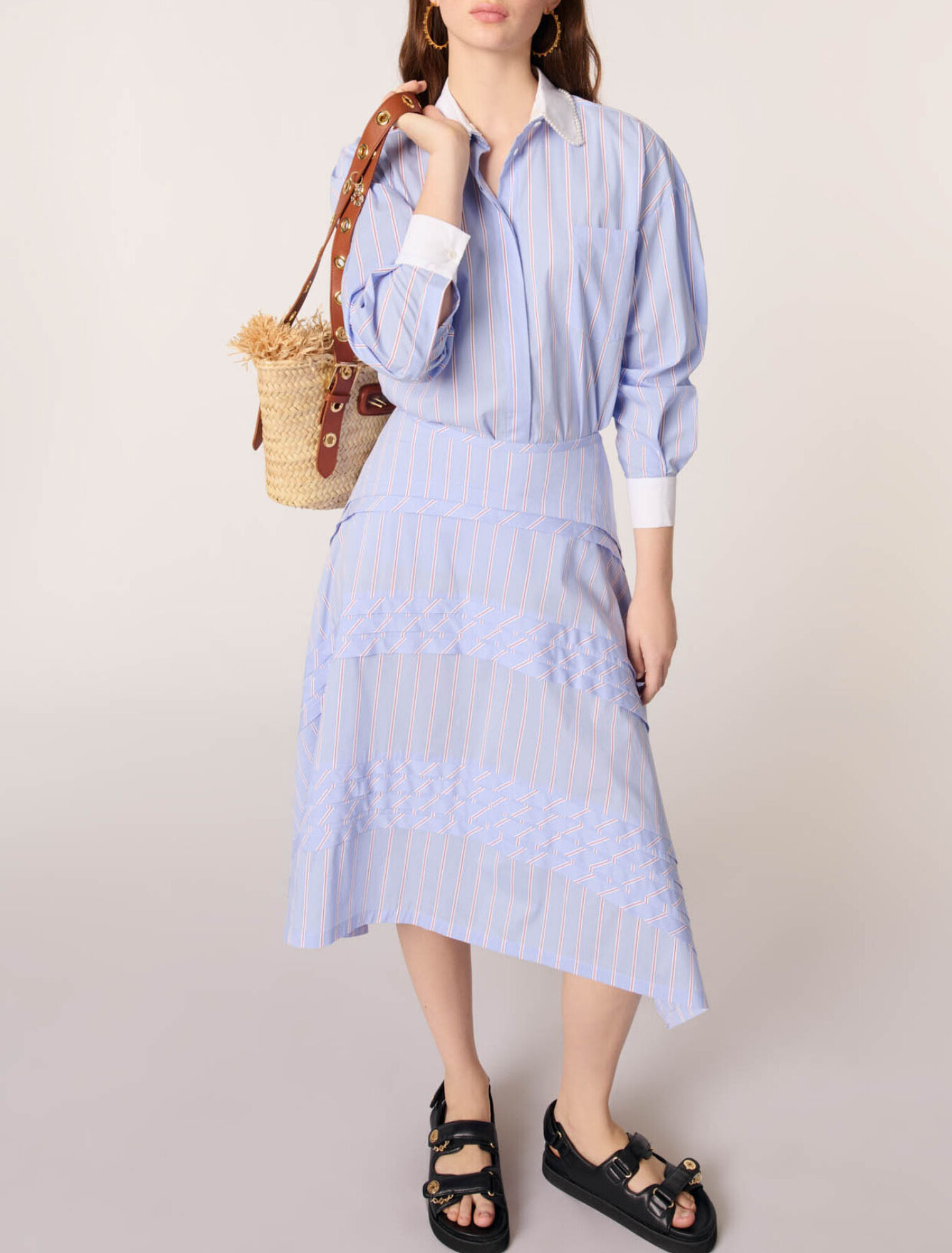 Striped cotton maxi skirt