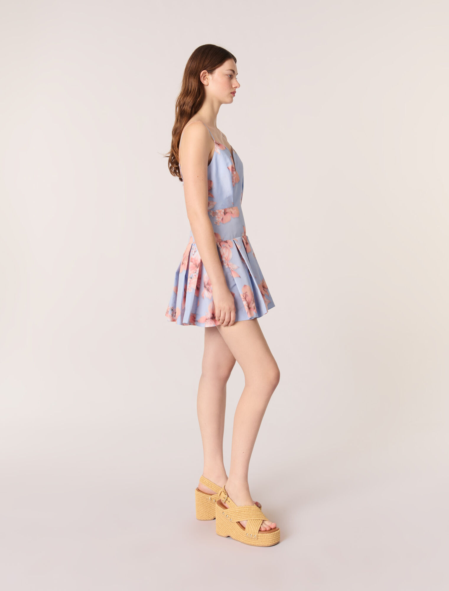 Robe courte en taffetas imprimé