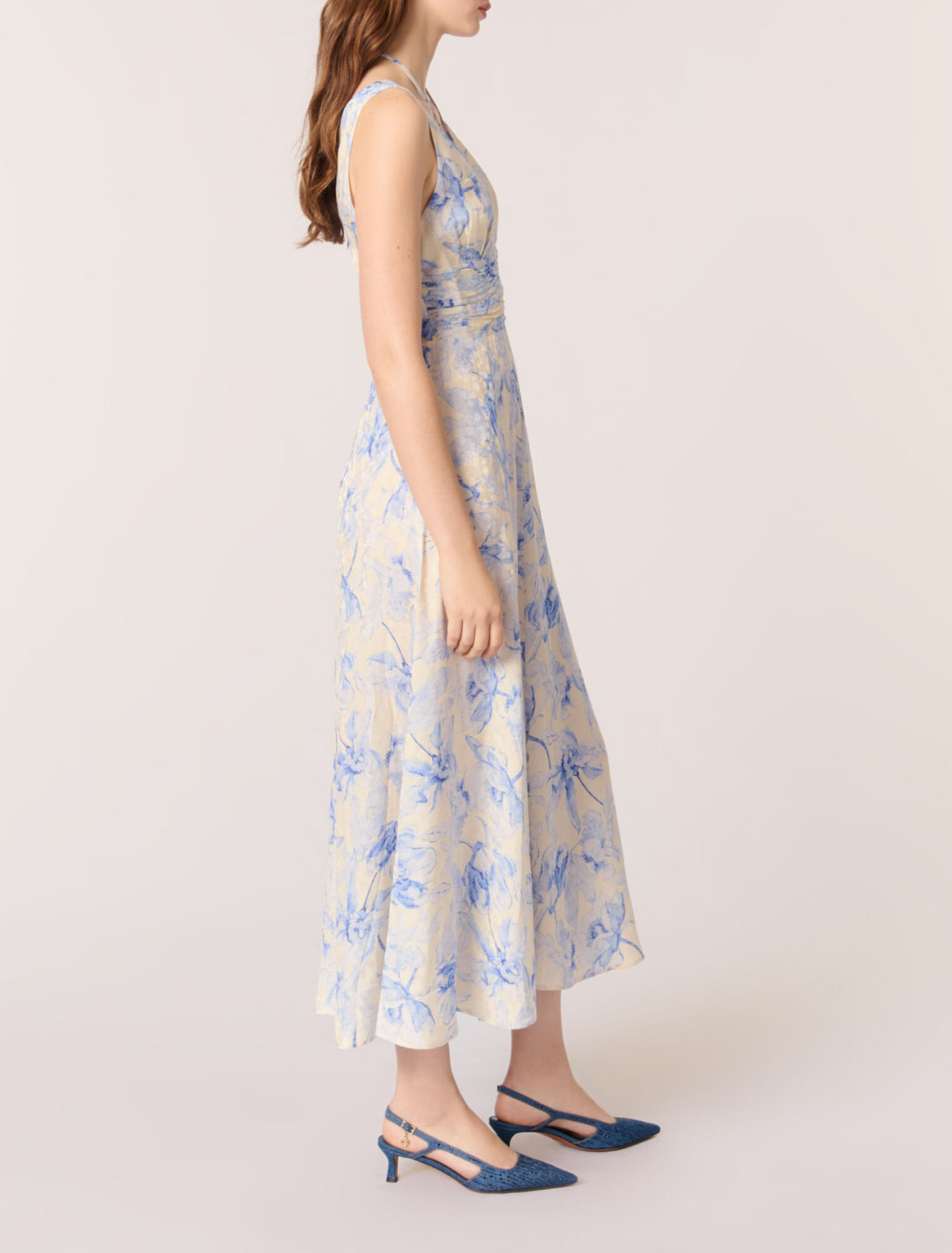 Patterned maxi dress with lacing