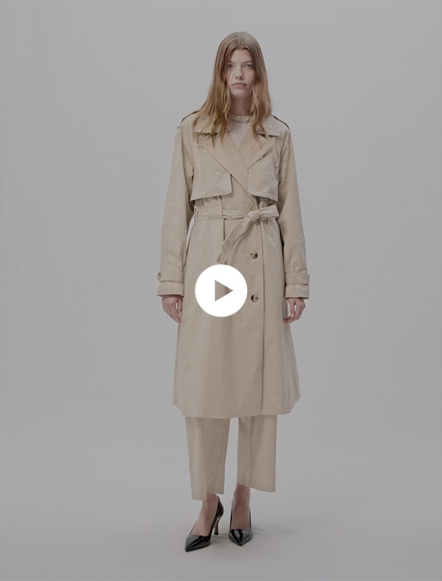 Trench clouté taille élastiquée