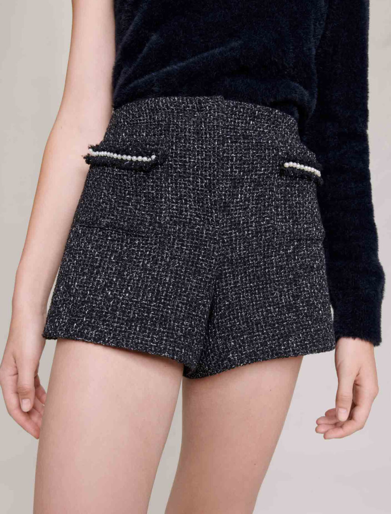 Short en tweed pailleté