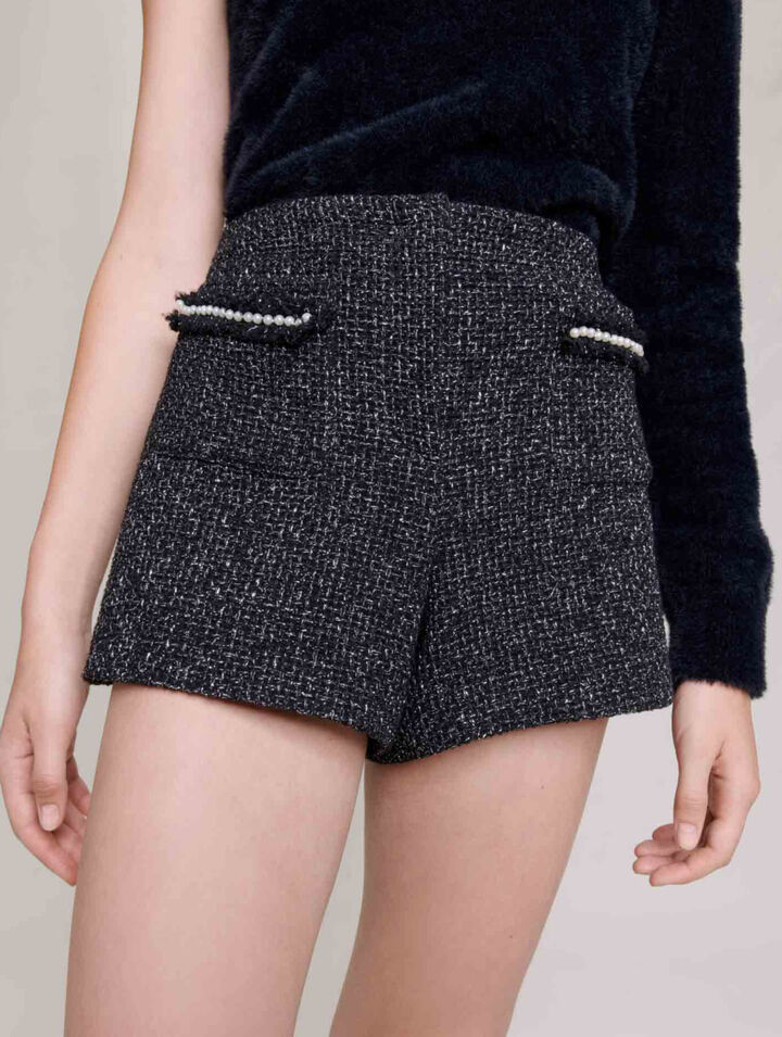 Short en tweed pailleté