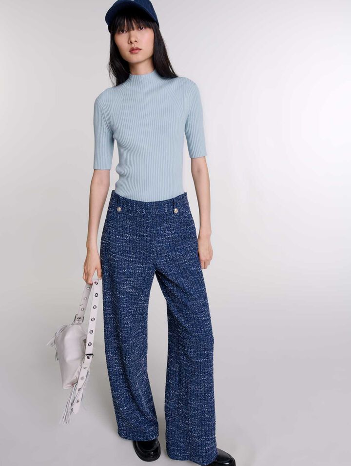 Pantalon large en tweed
