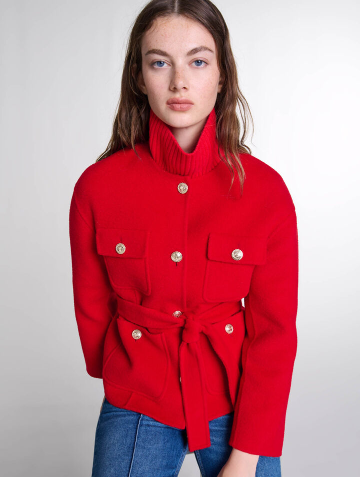 Veste double face ceinturée