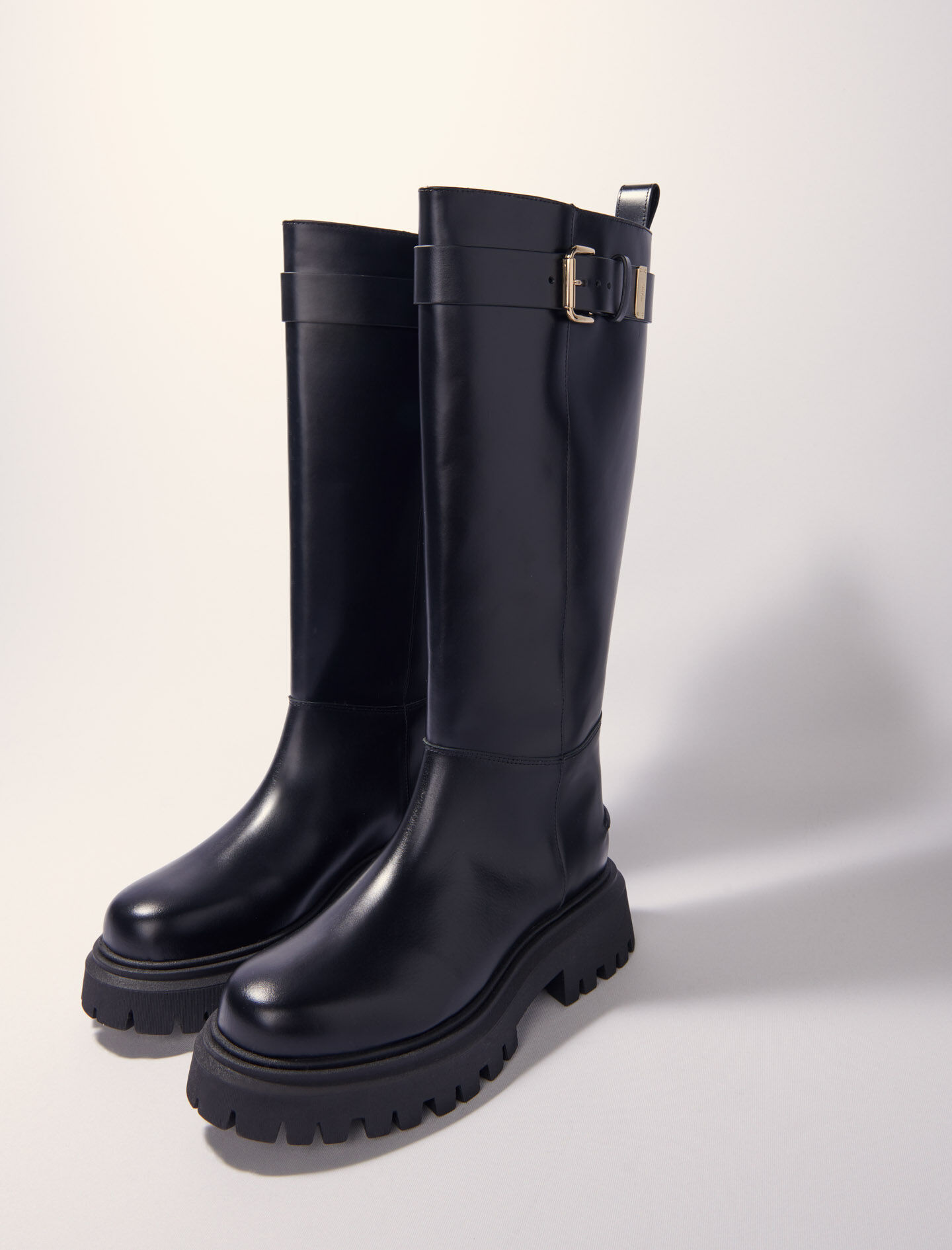 Bottes en cuir a boucle Bottines Bottes Maje