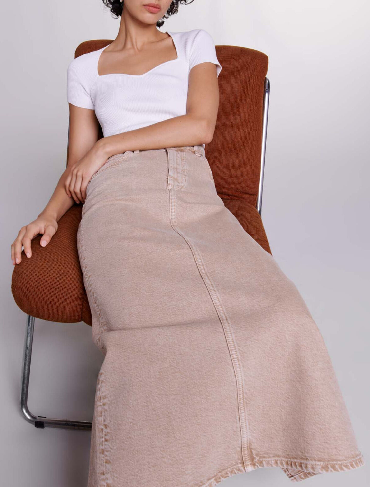 Long denim skirt