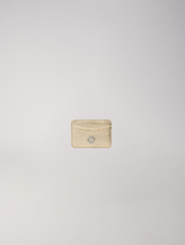 Crackled leather card holder