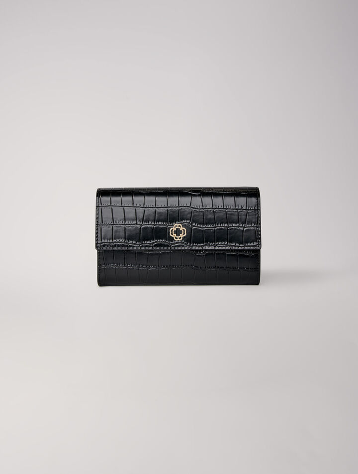 Croc-effect embossed leather bag