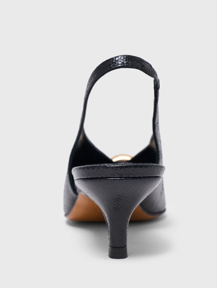 Slingbacks pointues en cuir emboss&eacute;