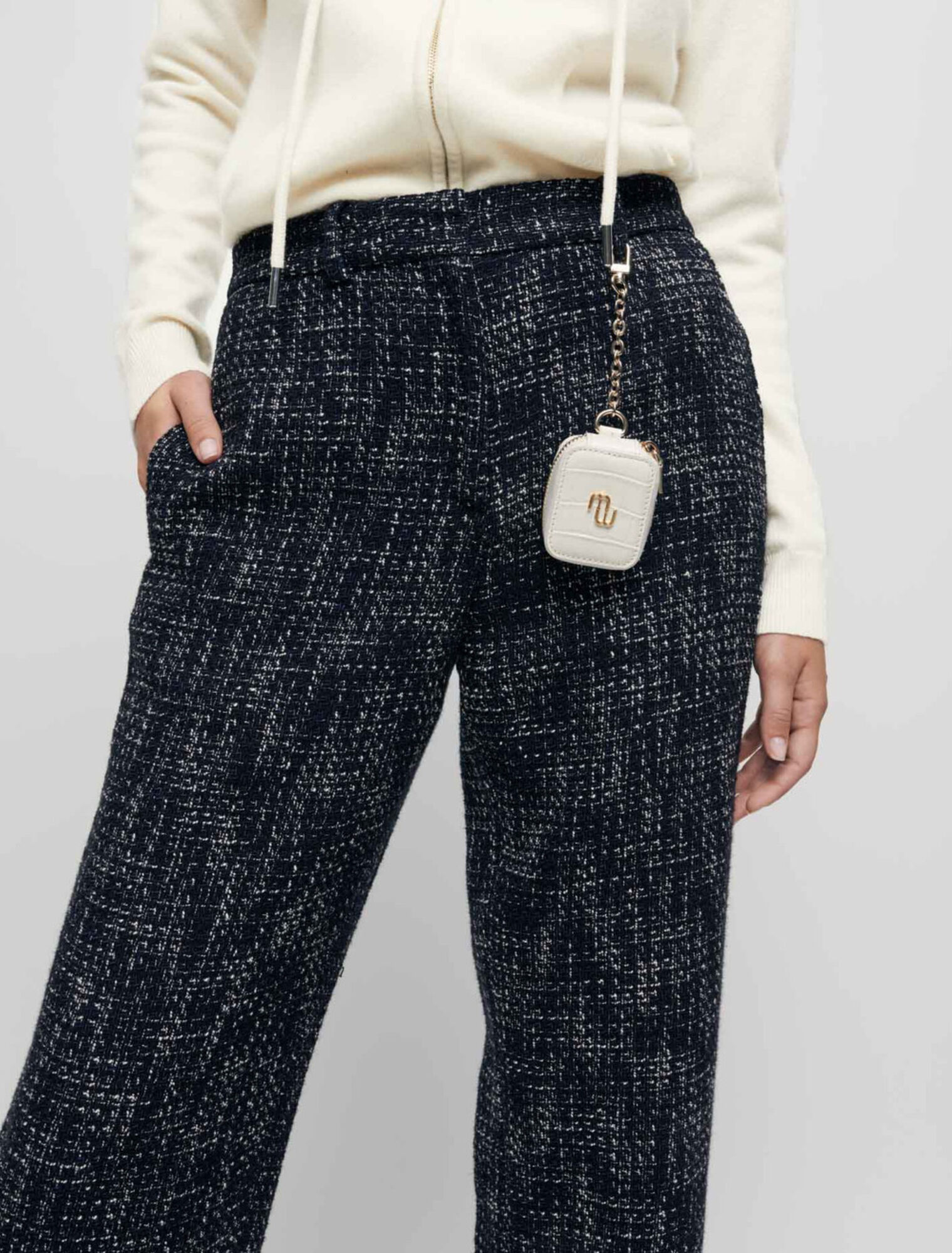 Wide-leg tweed-style trousers