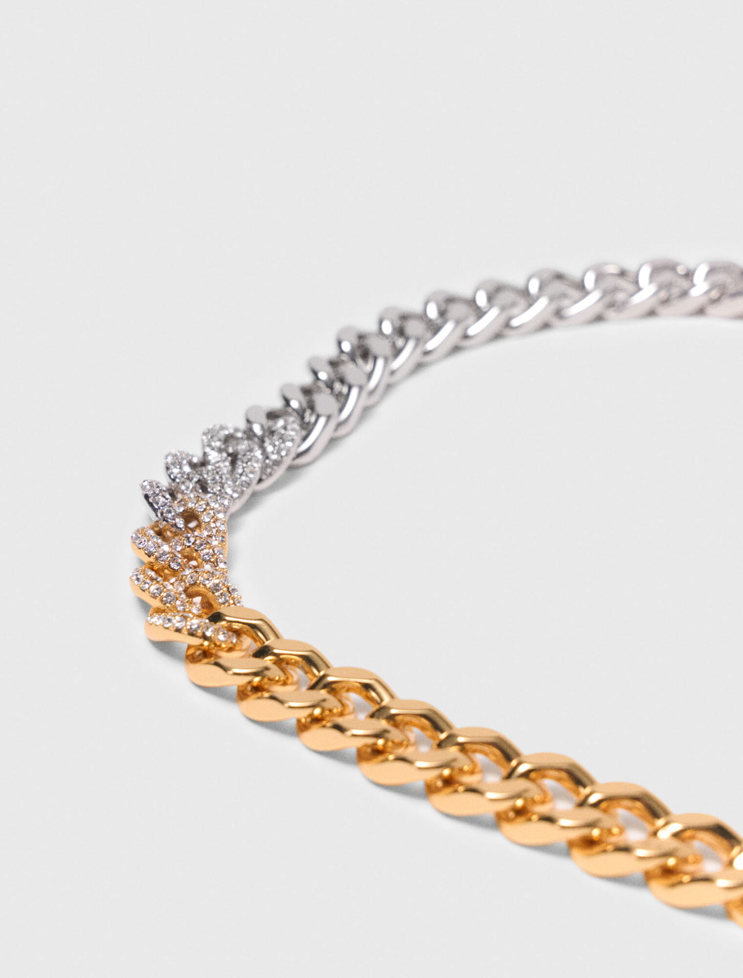Two-tone rhinestone link necklace