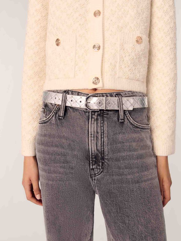 Ceinture en cuir métal matelassé