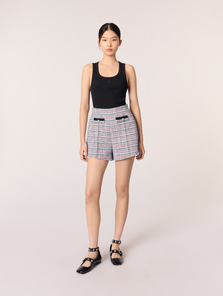 Short en tweed et galons contrastés
