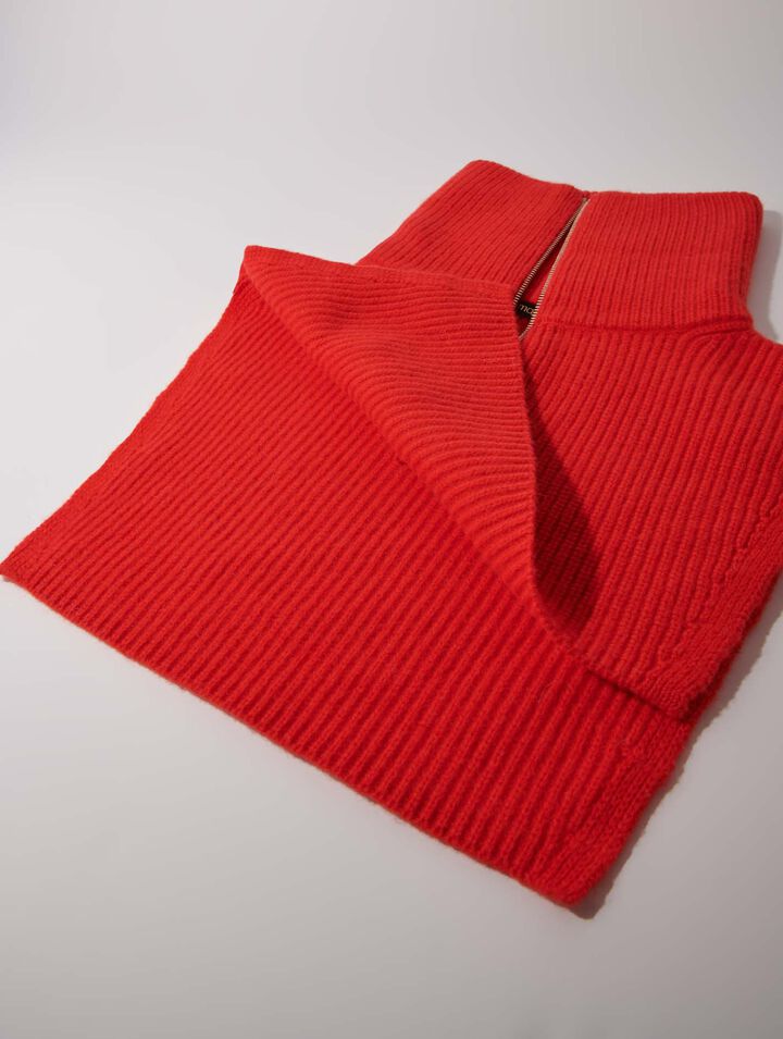 Cashmere/wool zip-up neck warmer