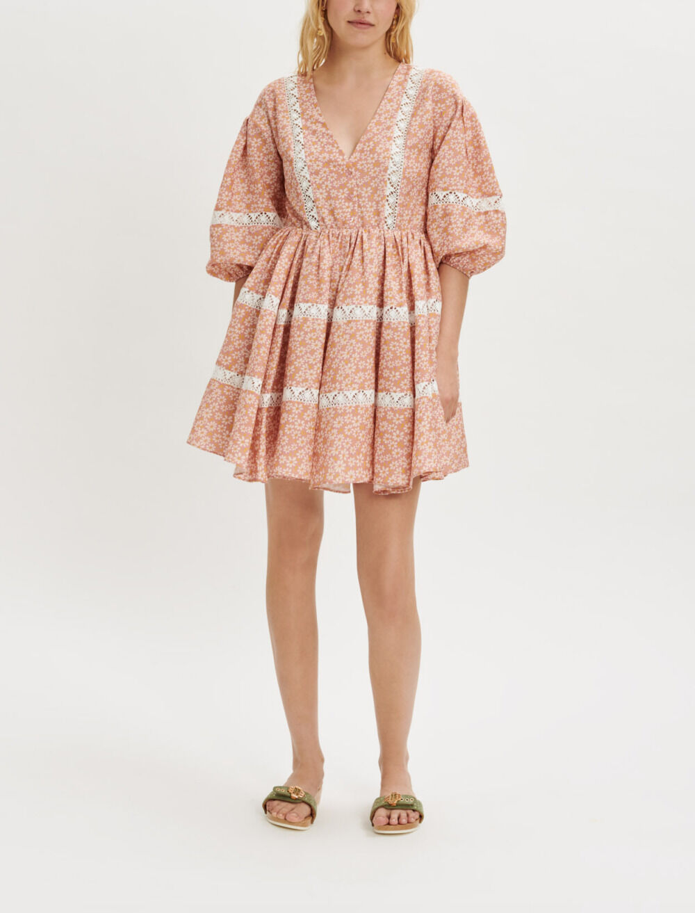 Printed lace braid dress Dresses Maje