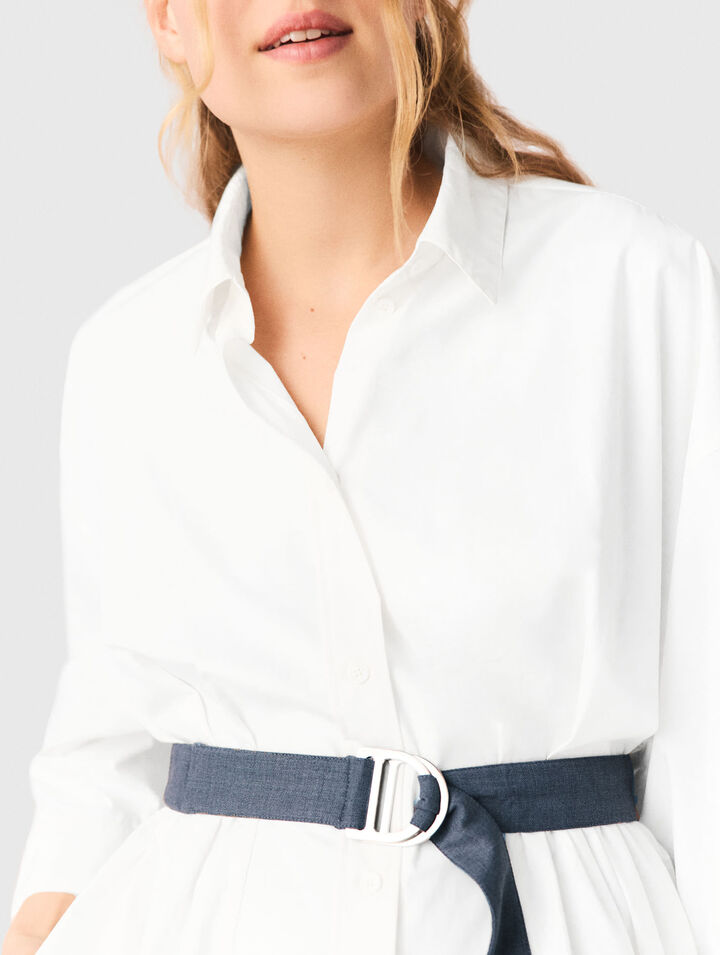 Robe chemise &agrave; ceinture contrast&eacute;e