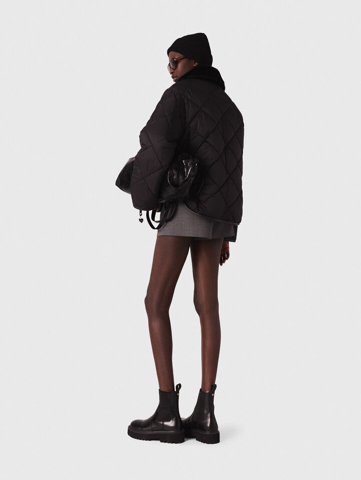 Reversible sequin puffer jacket
