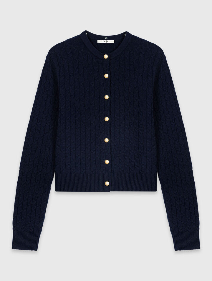 Cardigan with poplin collar
