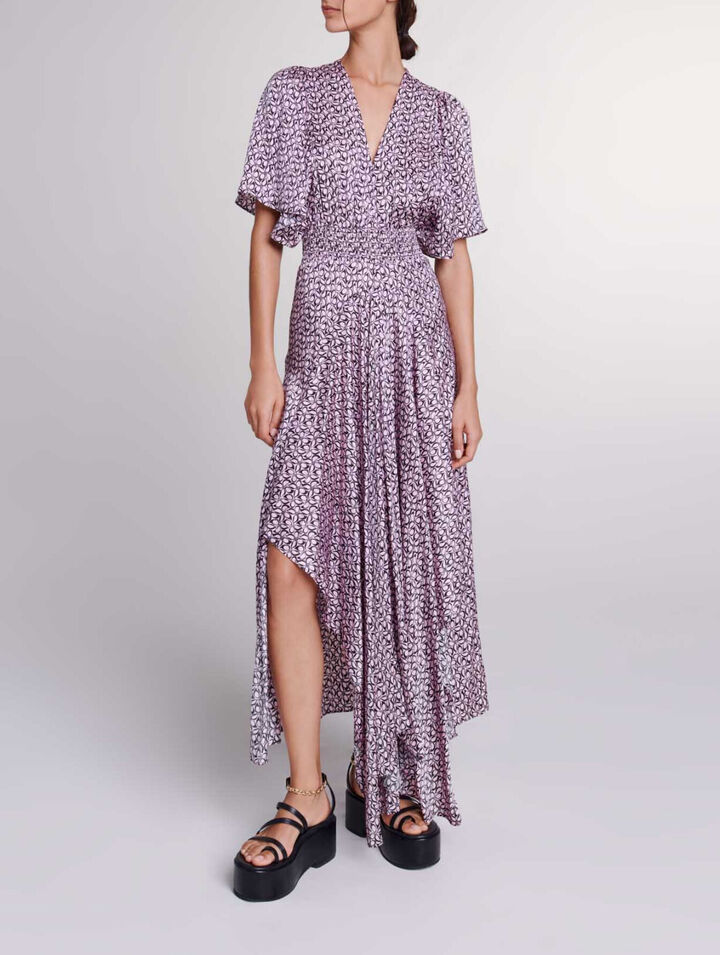 Satin-look patterned maxi dress