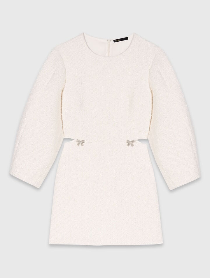 Robe courte en tweed manches ballon