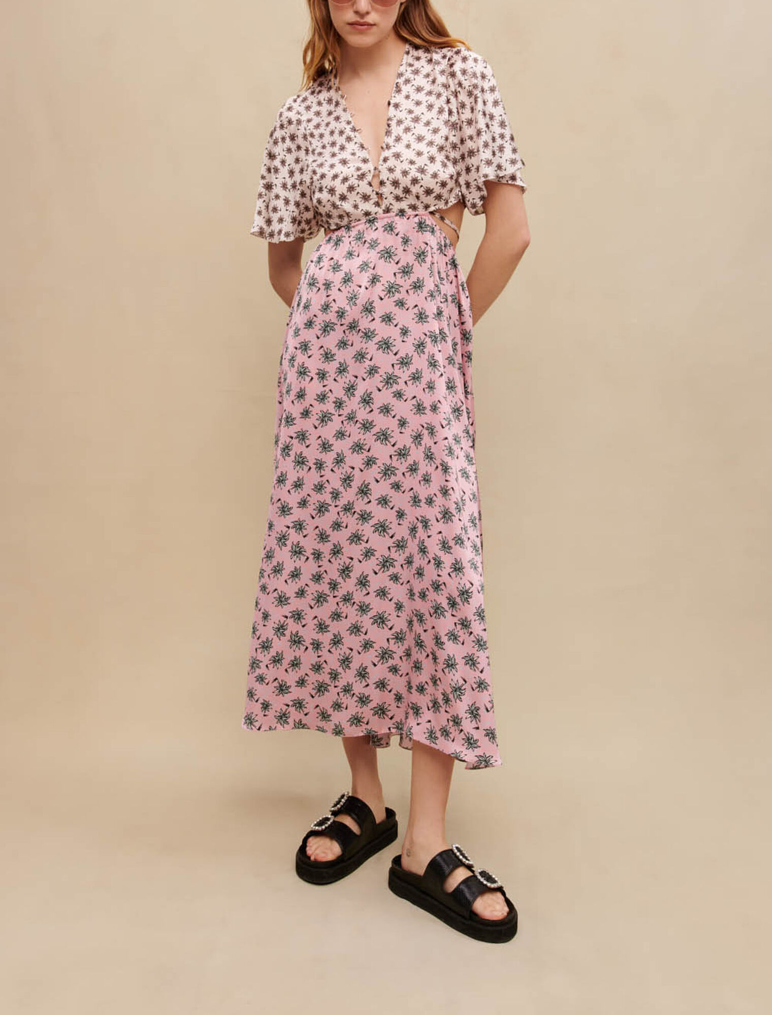 Palm print maxi dress