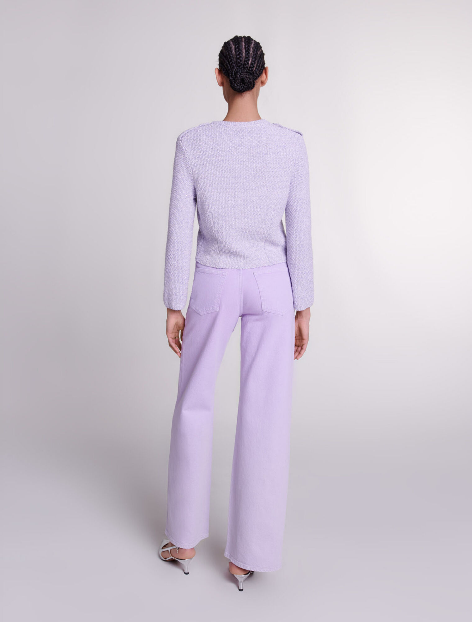 Cropped glitter knit cardigan
