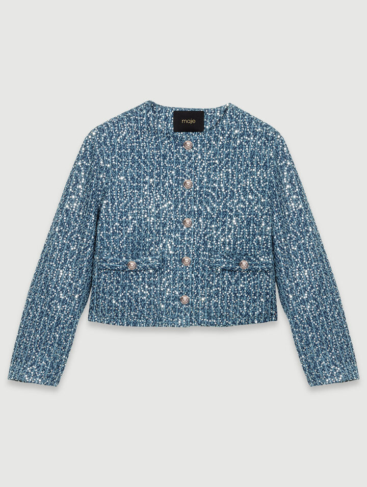 Veste en tweed ornée de sequins