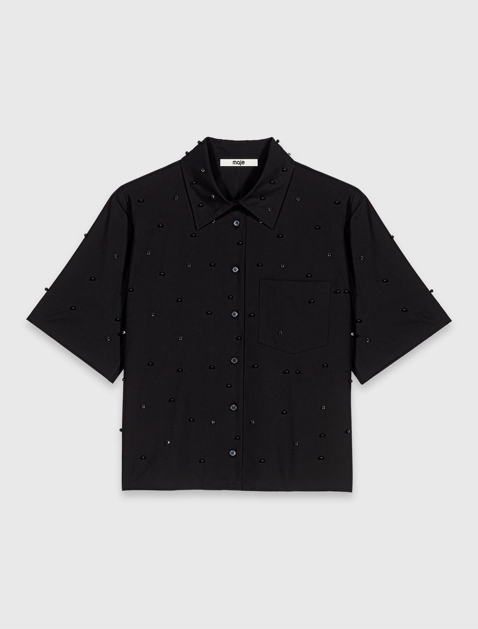 Chemise avec strass et perles