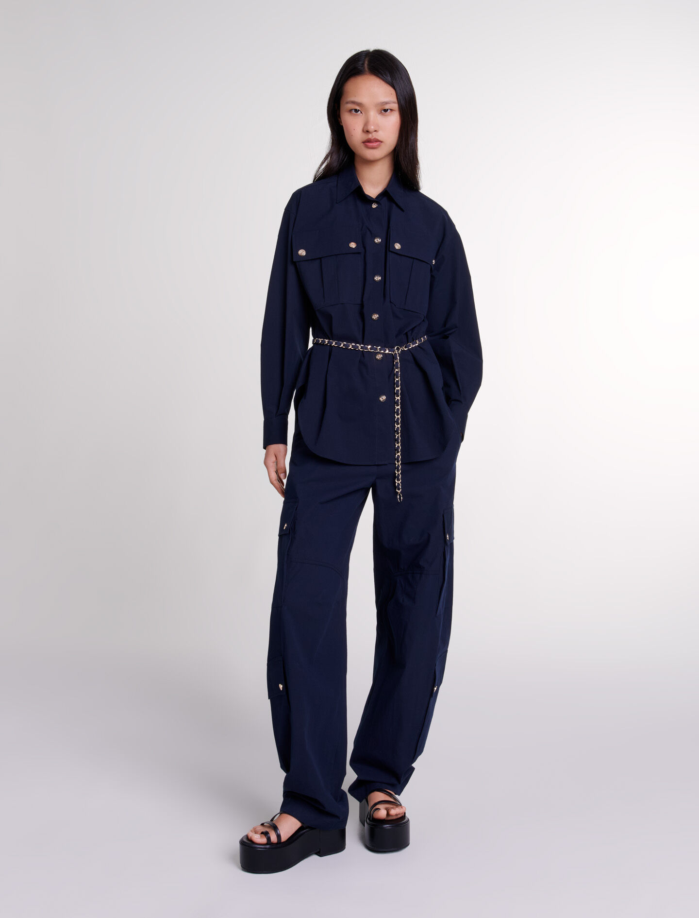 Chemise longue ceinturee Chemises Maje