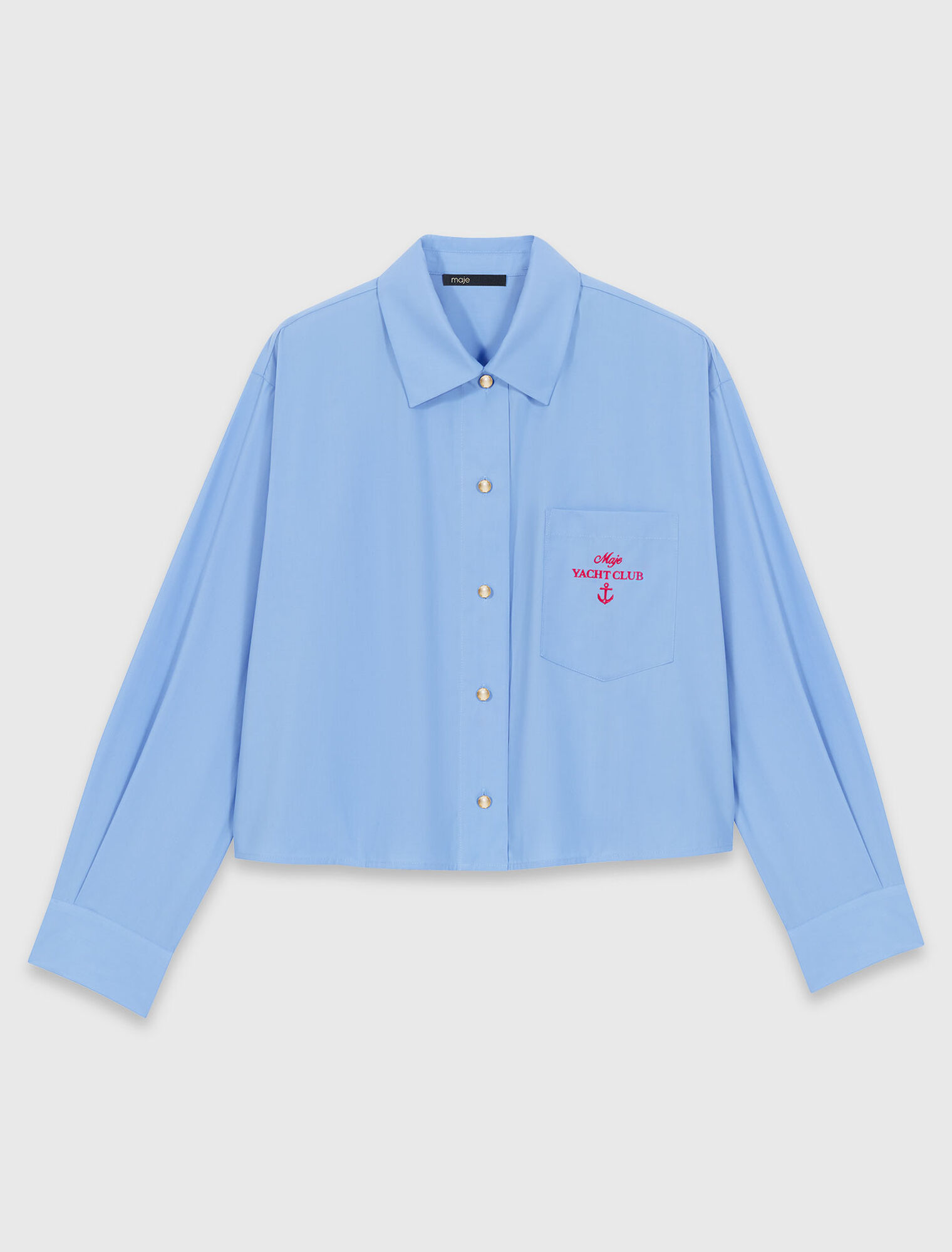 Pleated back embroidered shirt