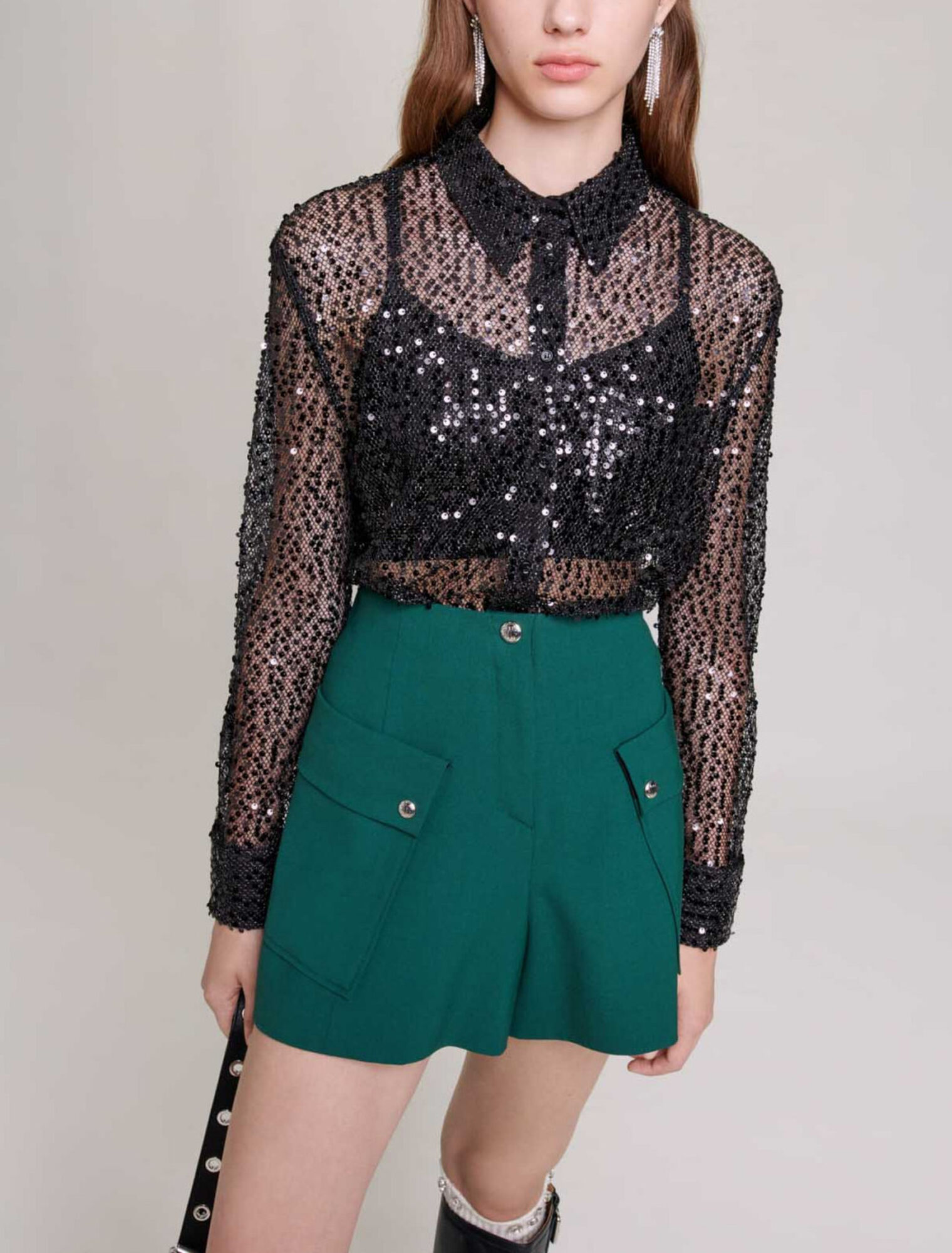 Chemise courte à sequins