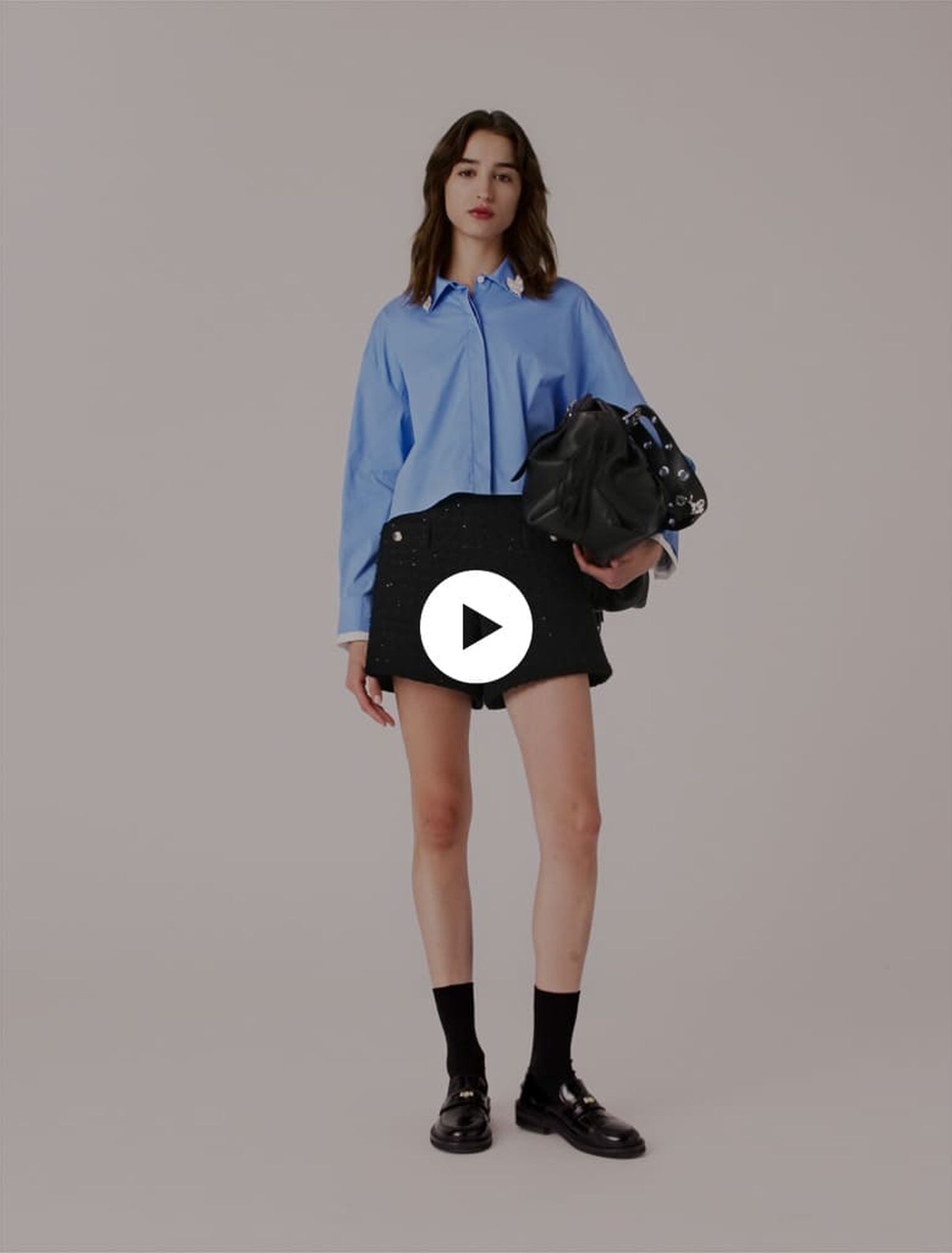 Short en tweed avec strass