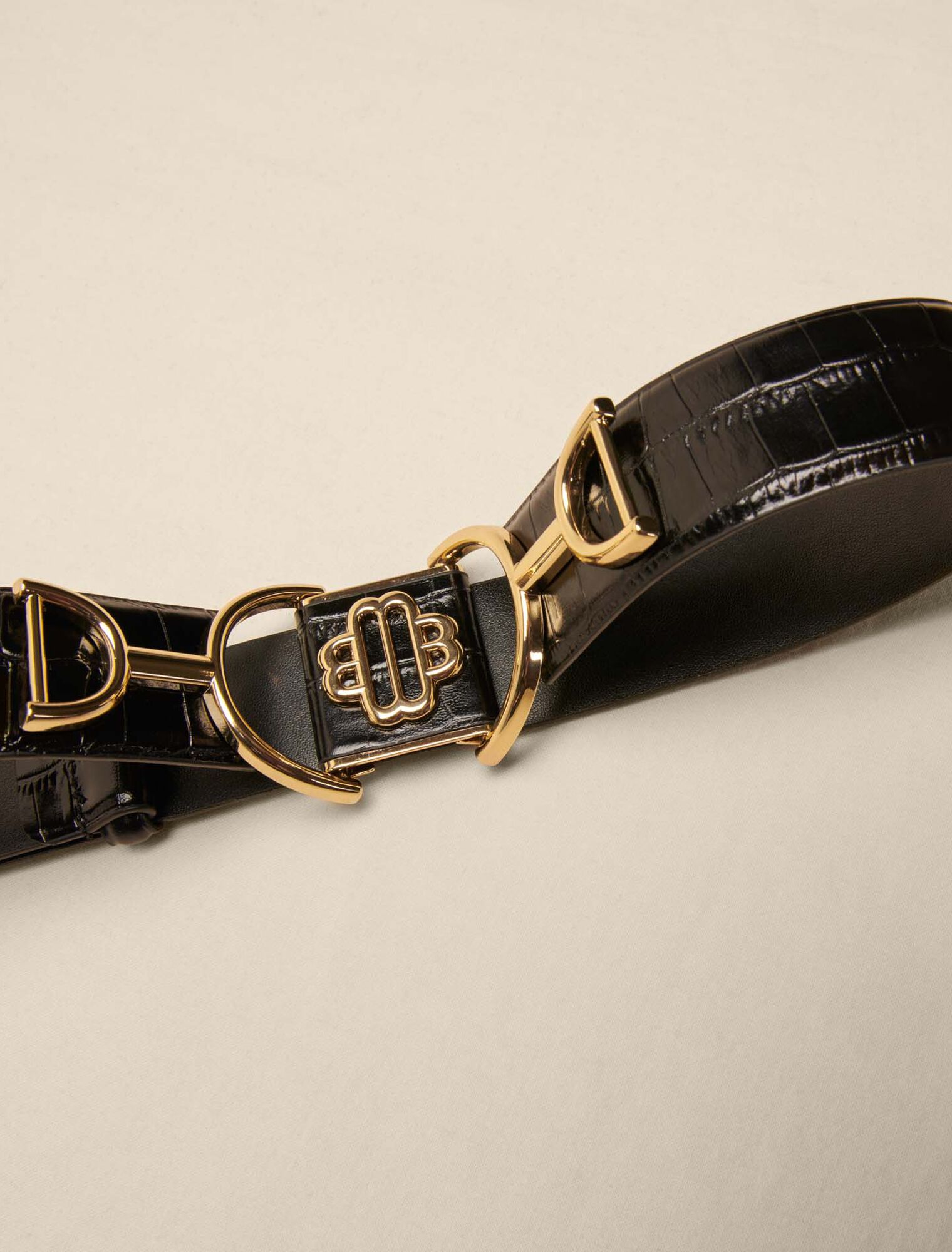 Ceinture large en cuir lisse